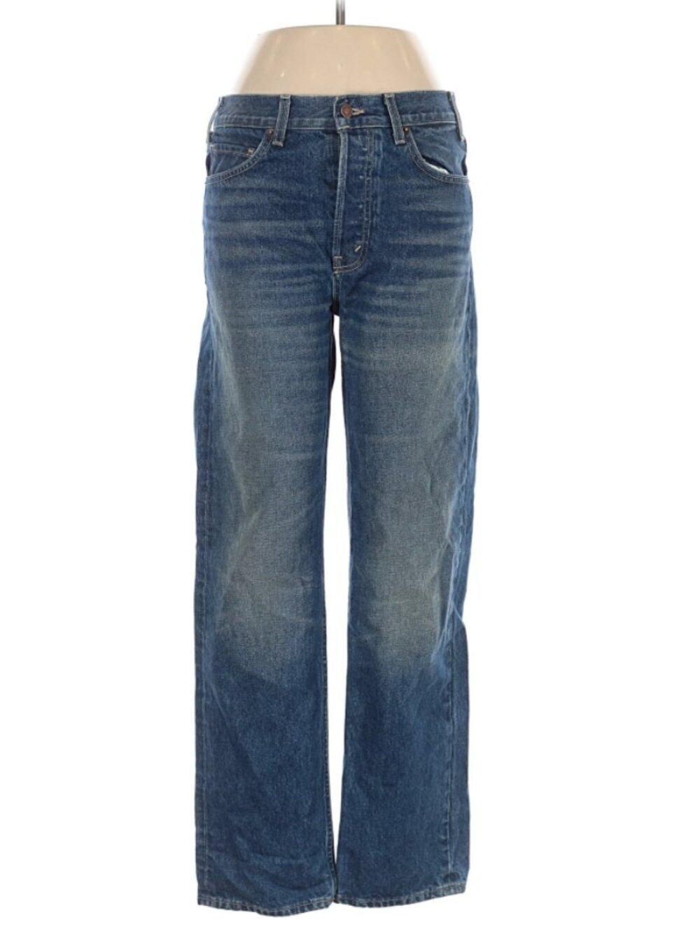 Nili Lotan Smith Jeans Mid Rise Straight Leg Indigo Blue Cotton Denim Size 28